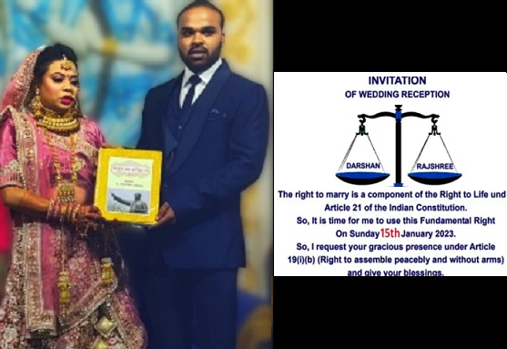 Couple holds copy of Constitution to take marriage vows: No rituals, no priest
