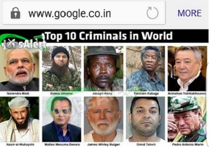 Prime Minister  Narendra Modi  top ten criminals in world  Google Search  police complaint  Harda  MP