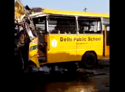 School bus  DPS School  Accident  Indore  Madhya Pradesh  Mishap  Children  Students  Bus accident